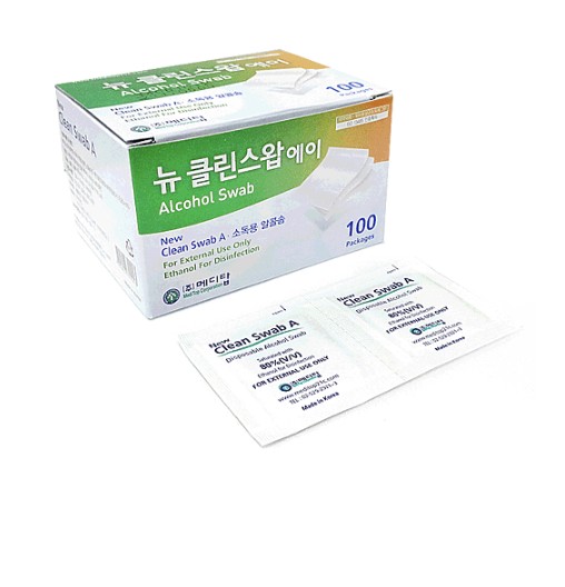 뉴 클린스왑 에이(종이포장) 100매 x 1개 /알콜스왑 일회용알콜솜 소독